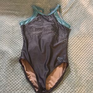 Women's Grey and Teal Leotard Higo size AXS